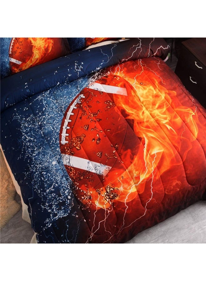 NTBED Football Comforter Sets Twin for Boys Teens, 3-Pieces Sports Bedding Comforter, Rugby Reversible Printed Quilt Set with 2 Matching Pillow Shams - Image 2